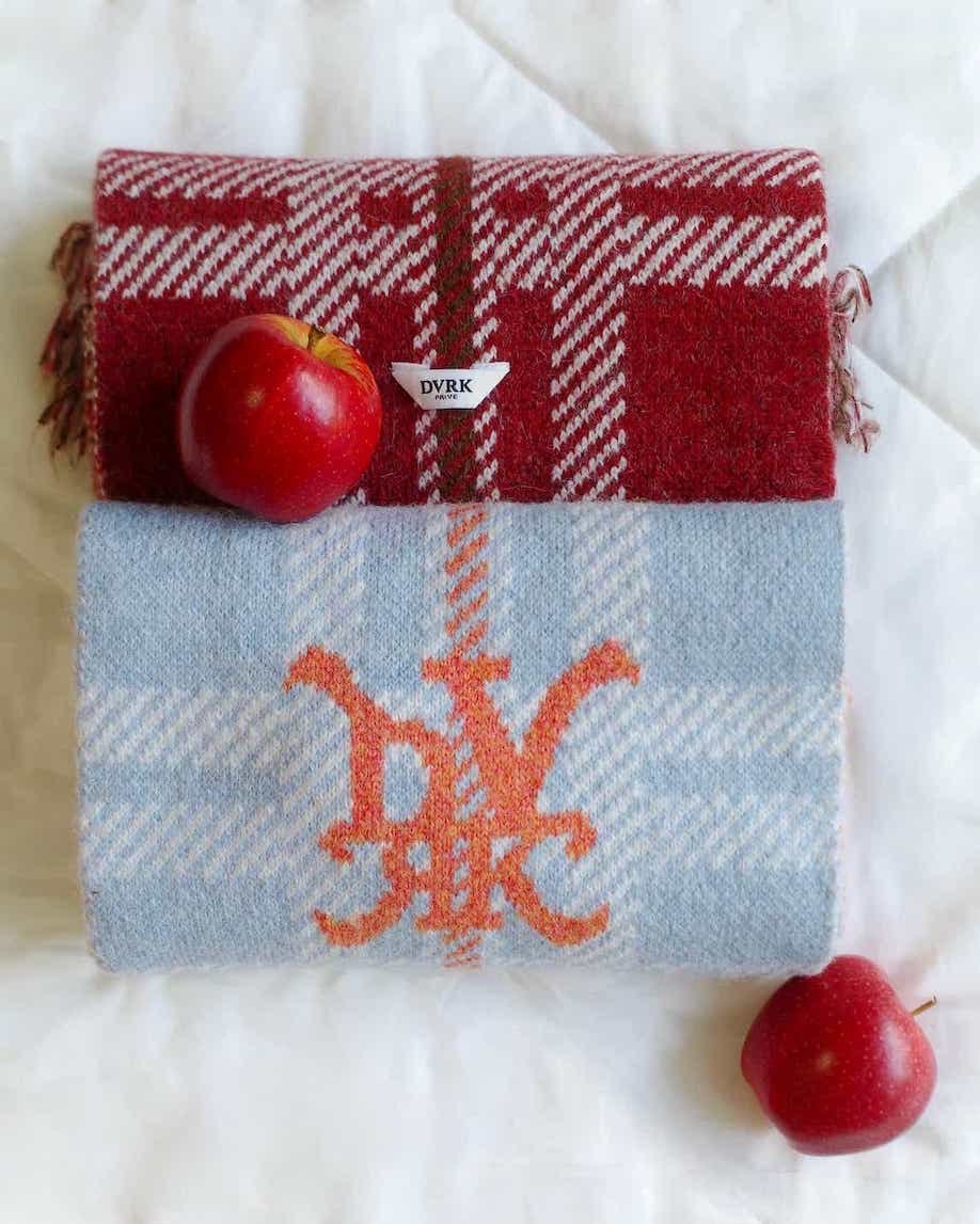 DVRK PRIVÉ CHECK LOGO KNITTED SCARF - BLUE 10