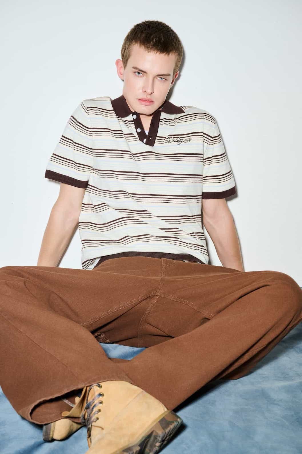 DVRK PRIVÉ STRIPE KNIT REGULAR POLO - BLUE 7