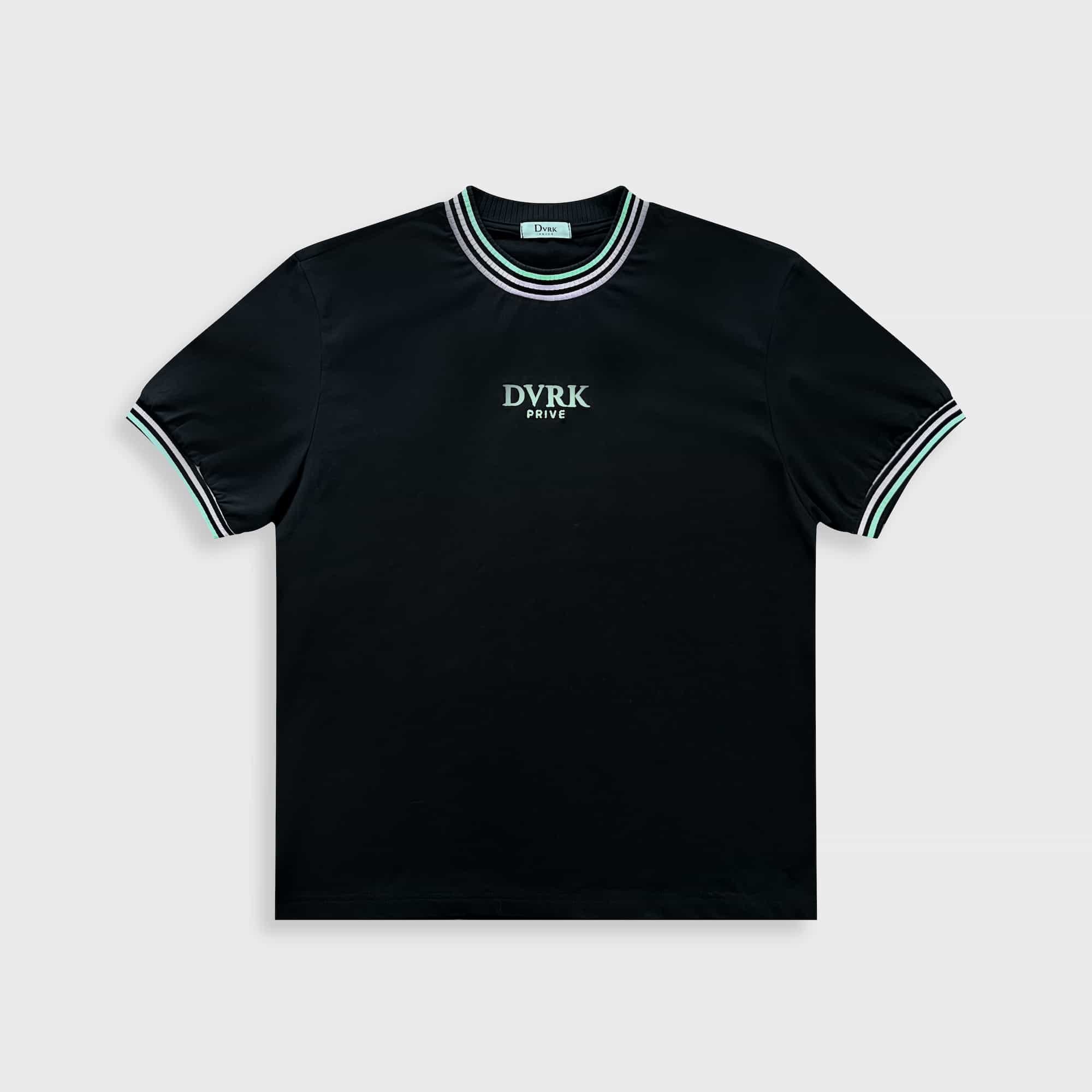 DVRK PRIVÉ STRIPE COLLAR TEE - BLACK