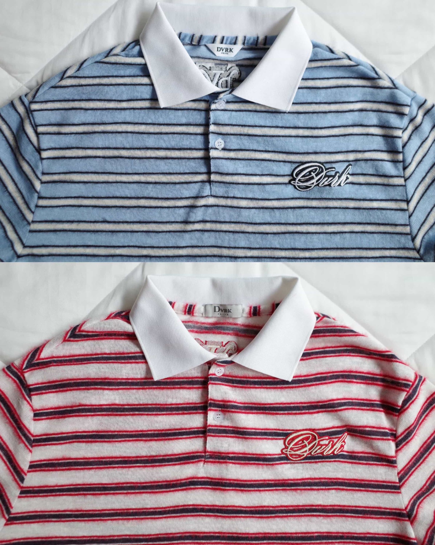 DVRK PRIVÉ FURRY STRIPES KNIT LONGSLEEVE POLO - BLUE 29