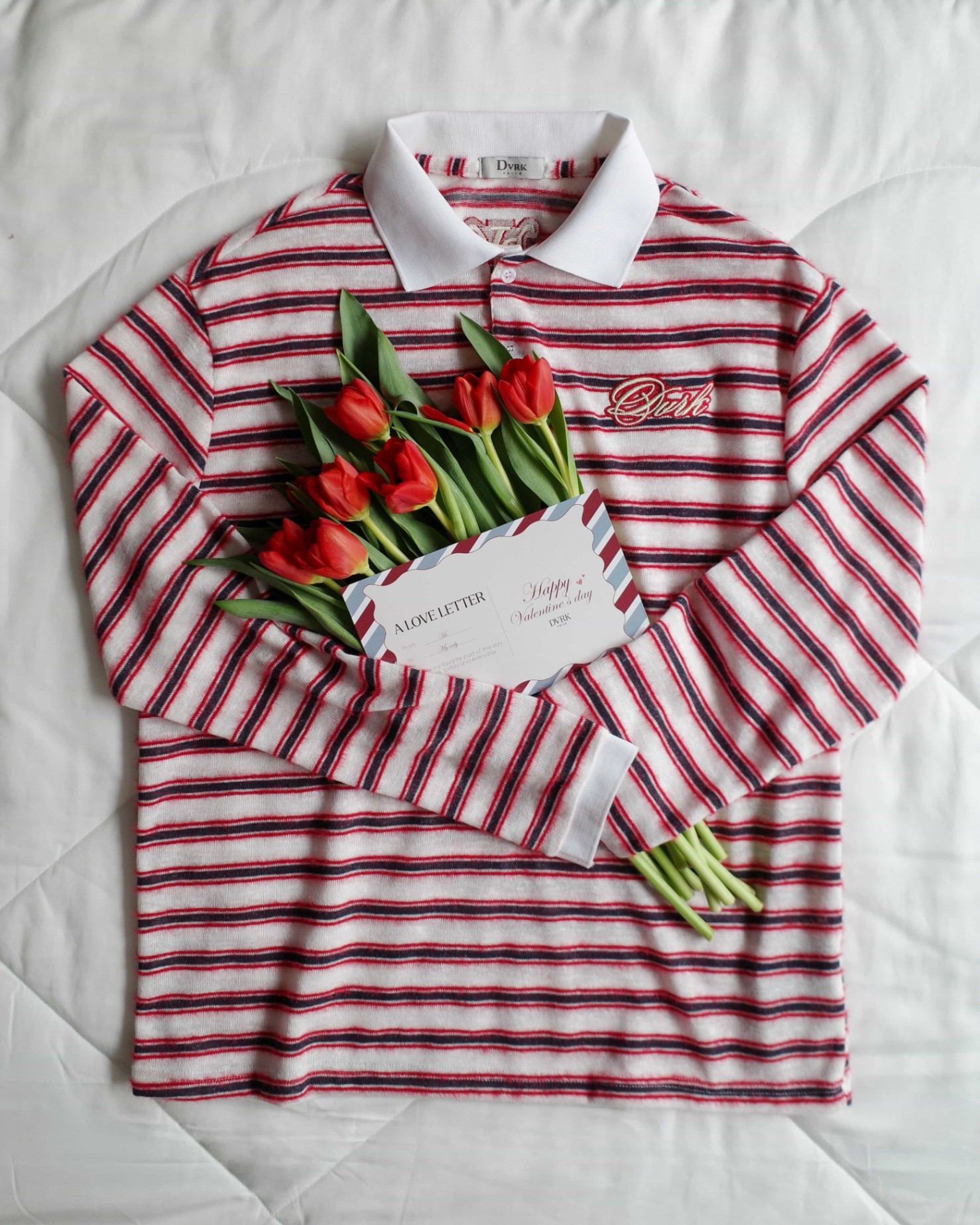 DVRK PRIVÉ FURRY STRIPES KNIT LONGSLEEVE POLO - RED 29