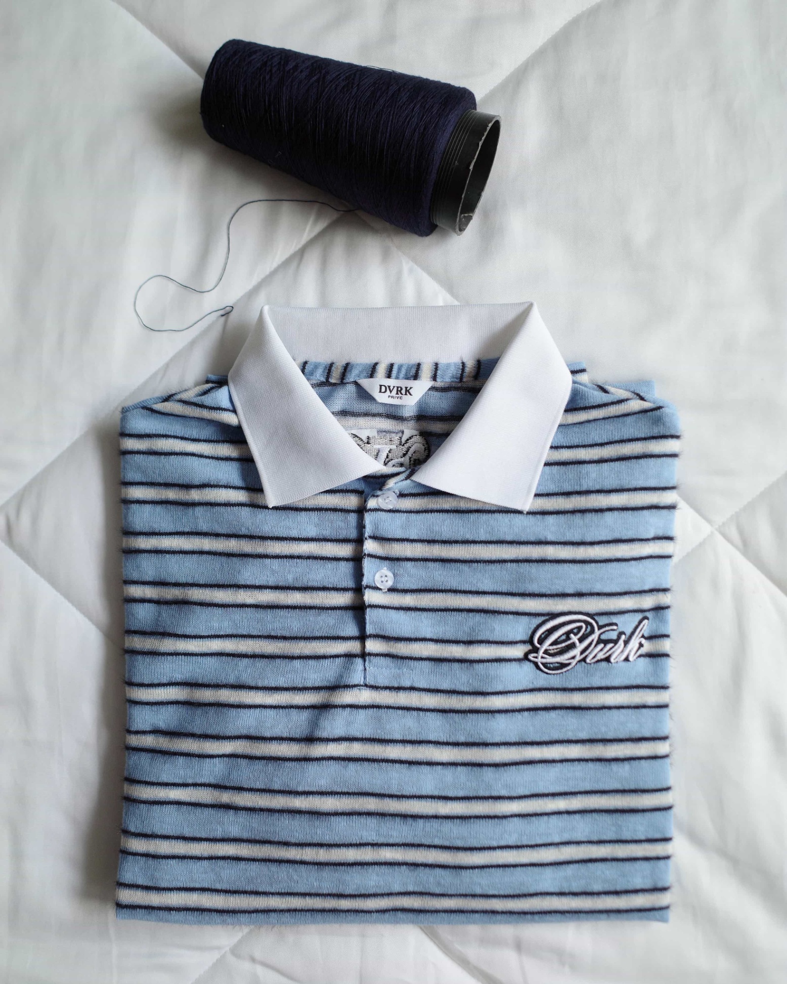 DVRK PRIVÉ FURRY STRIPES KNIT LONGSLEEVE POLO - BLUE 28