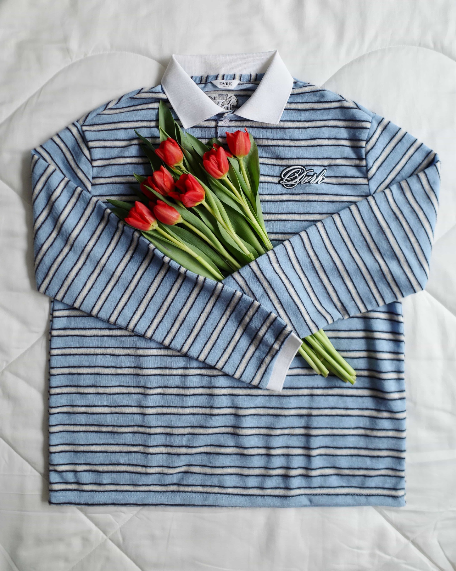 DVRK PRIVÉ FURRY STRIPES KNIT LONGSLEEVE POLO - BLUE 27