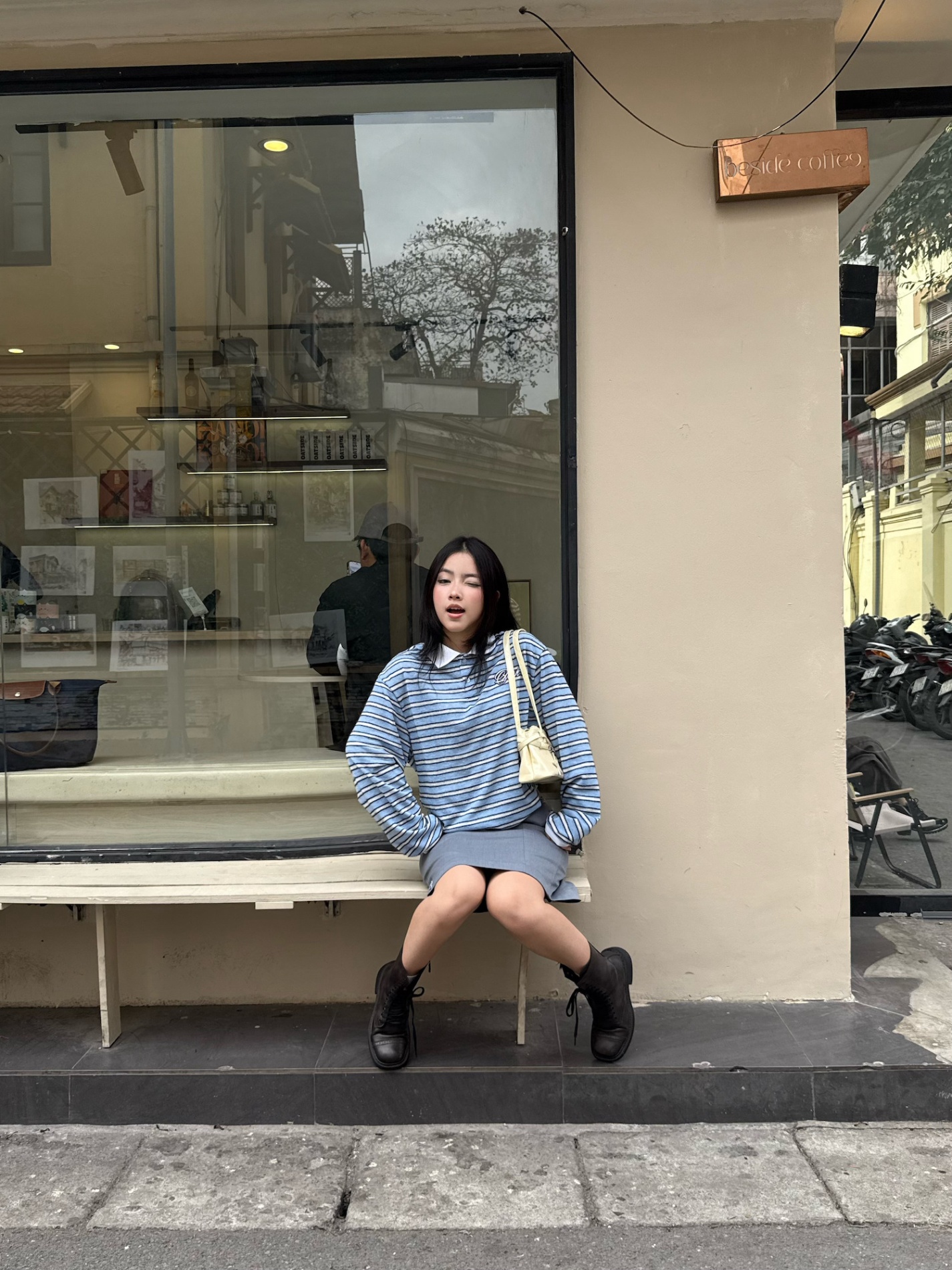 DVRK PRIVÉ FURRY STRIPES KNIT LONGSLEEVE POLO - BLUE