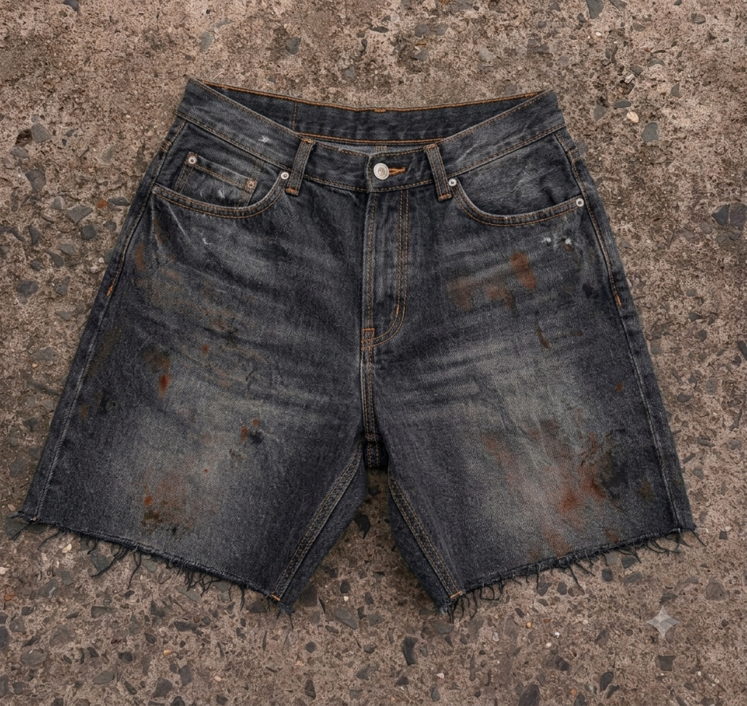 DIRTY WASHED SHORTS - BLACK - XL 1