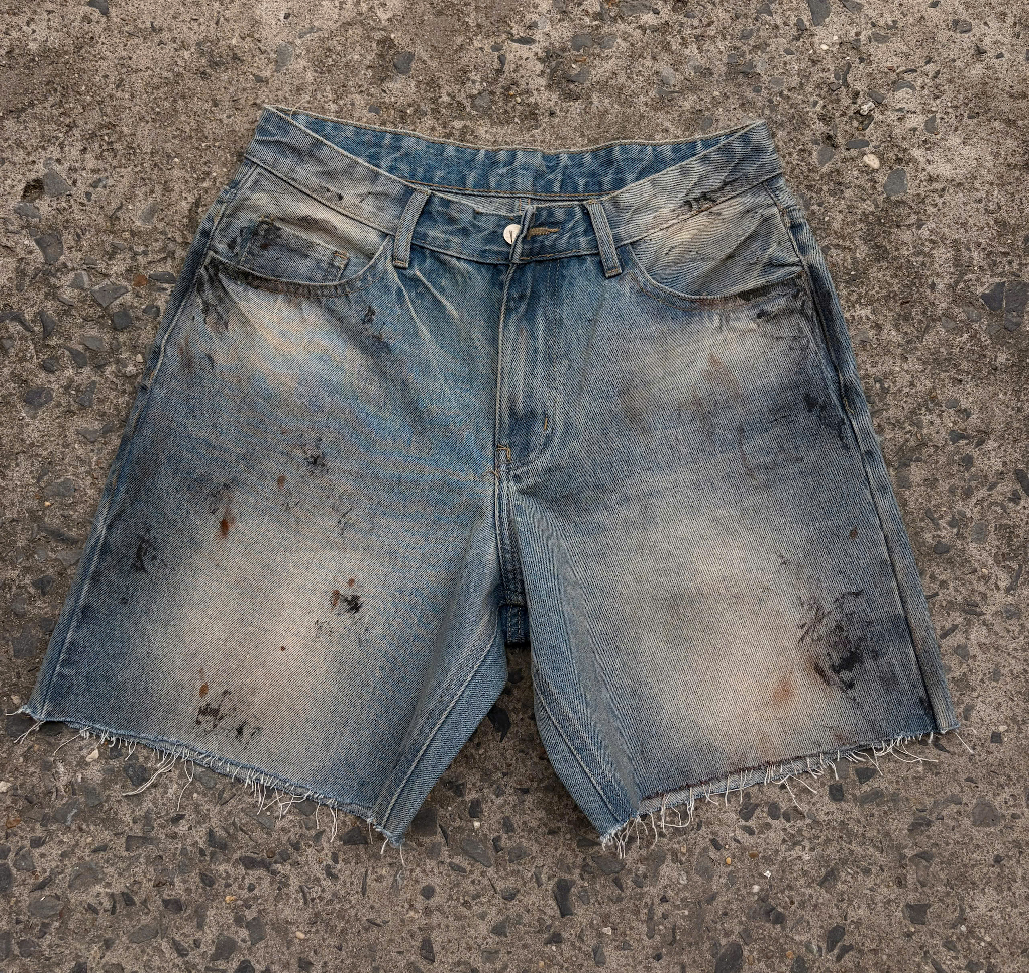 DIRTY WASHED SHORTS - BLUE - L 1