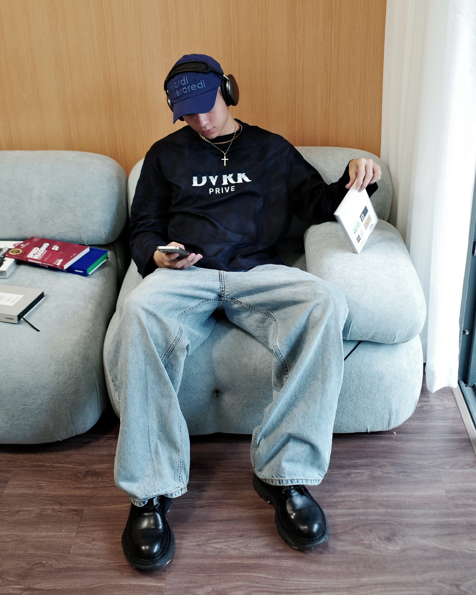 DVRK PRIVÉ BAR CLUB LONGSLEEVE TEE - NAVY 6