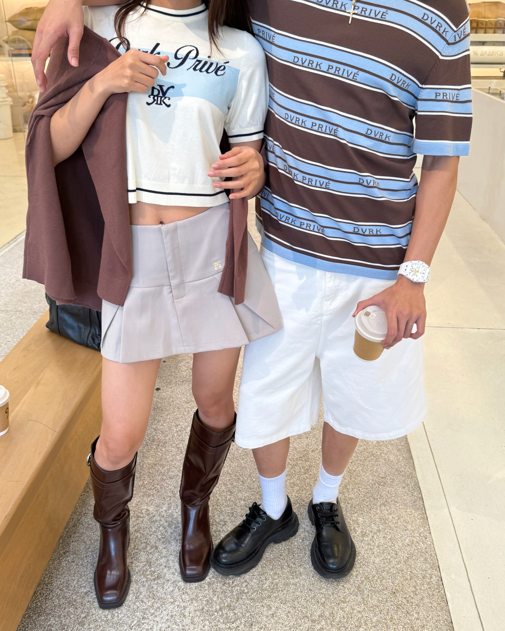 DVRK PRIVÉ BAR STRIPE LOGO KNIT TEE - BLUE/ BROWN 12