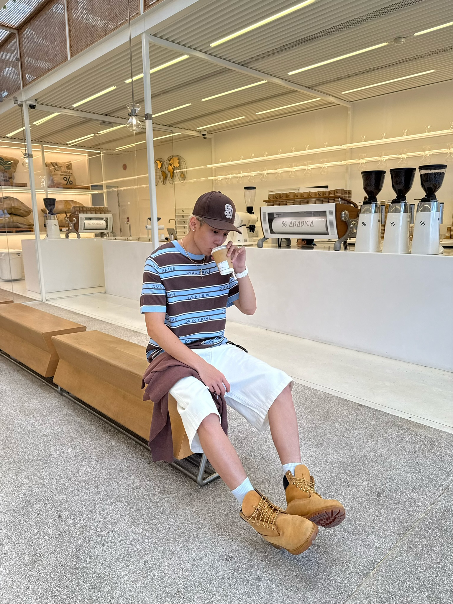 DVRK PRIVÉ BAR STRIPE LOGO KNIT TEE - BLUE/ BROWN 10