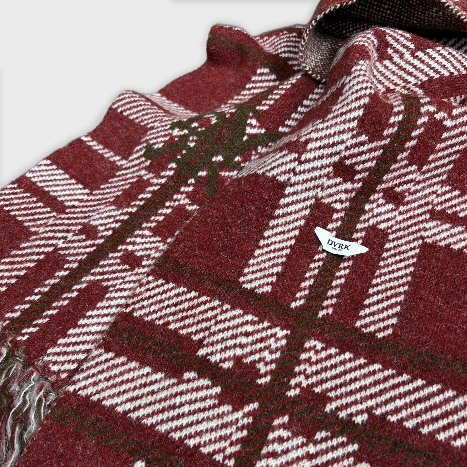 DVRK PRIVÉ CHECK LOGO KNITTED SCARF - RED 2