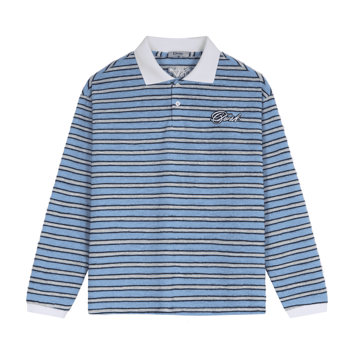 DVRK PRIVÉ FURRY STRIPES KNIT LONGSLEEVE POLO - BLUE
