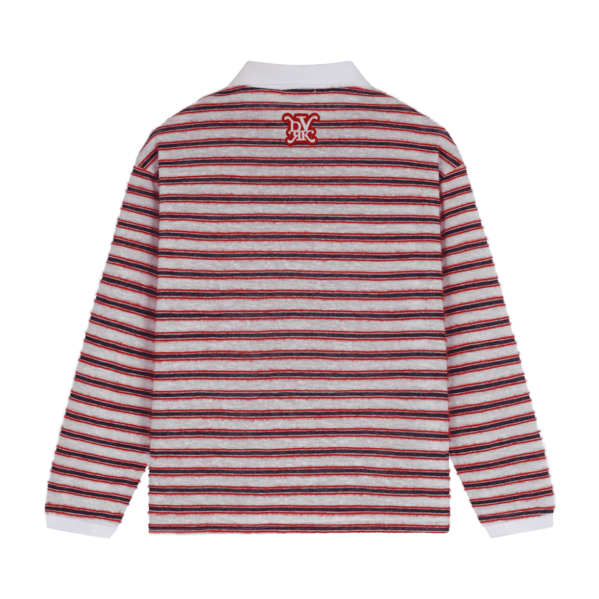 DVRK PRIVÉ FURRY STRIPES KNIT LONGSLEEVE POLO - RED 2