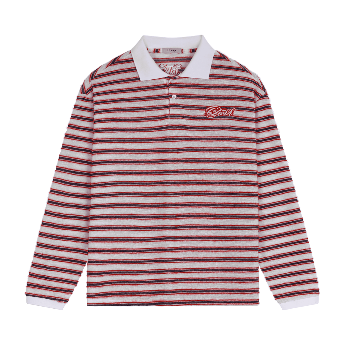 DVRK PRIVÉ FURRY STRIPES KNIT LONGSLEEVE POLO - RED