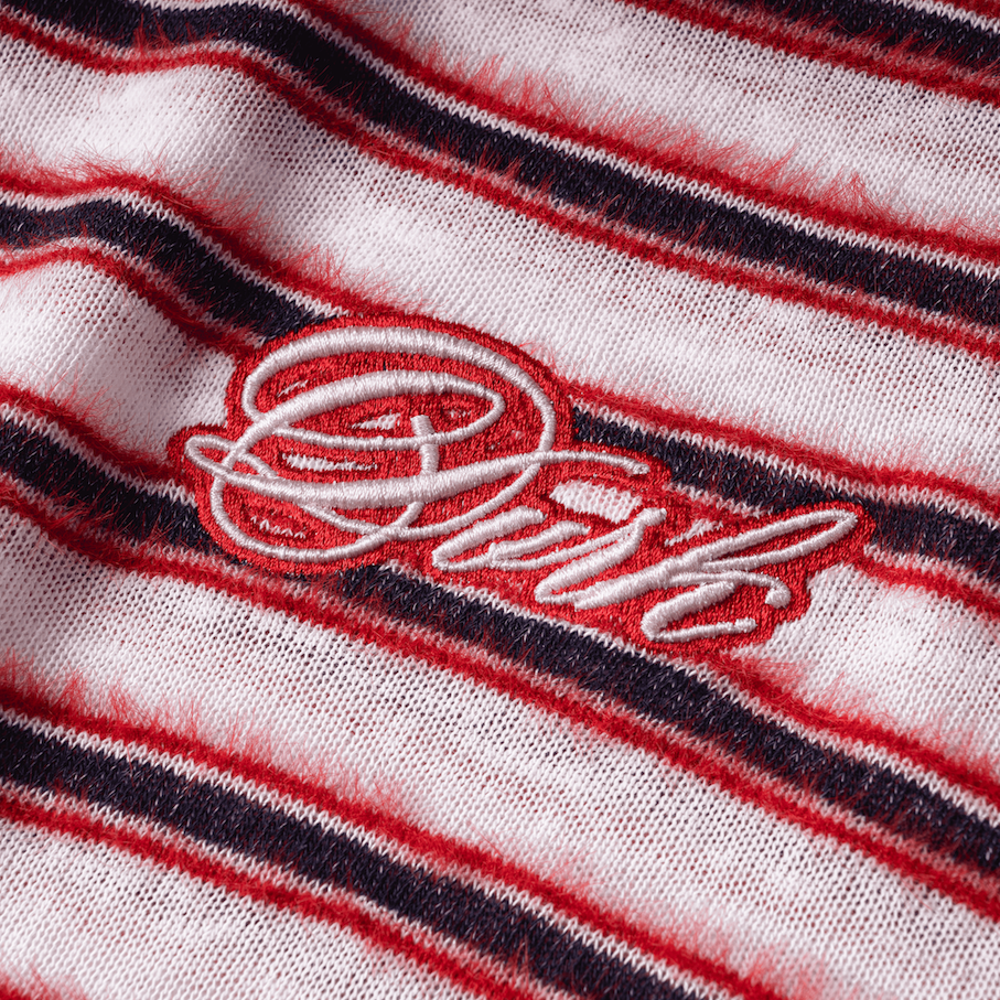 DVRK PRIVÉ FURRY STRIPES KNIT LONGSLEEVE POLO - RED 27