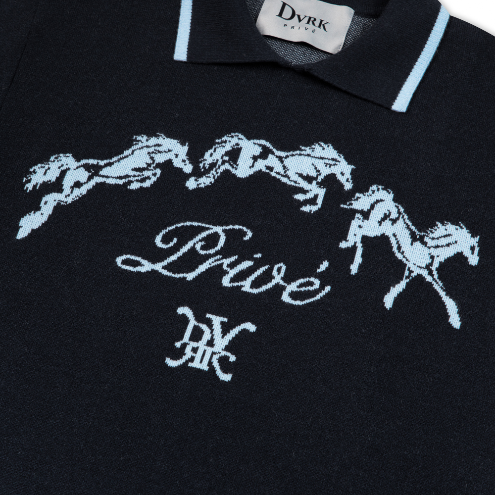 DVRK PRIVÉ HORSE KNIT LONGSLEEVE POLO - DARK BLUE 10