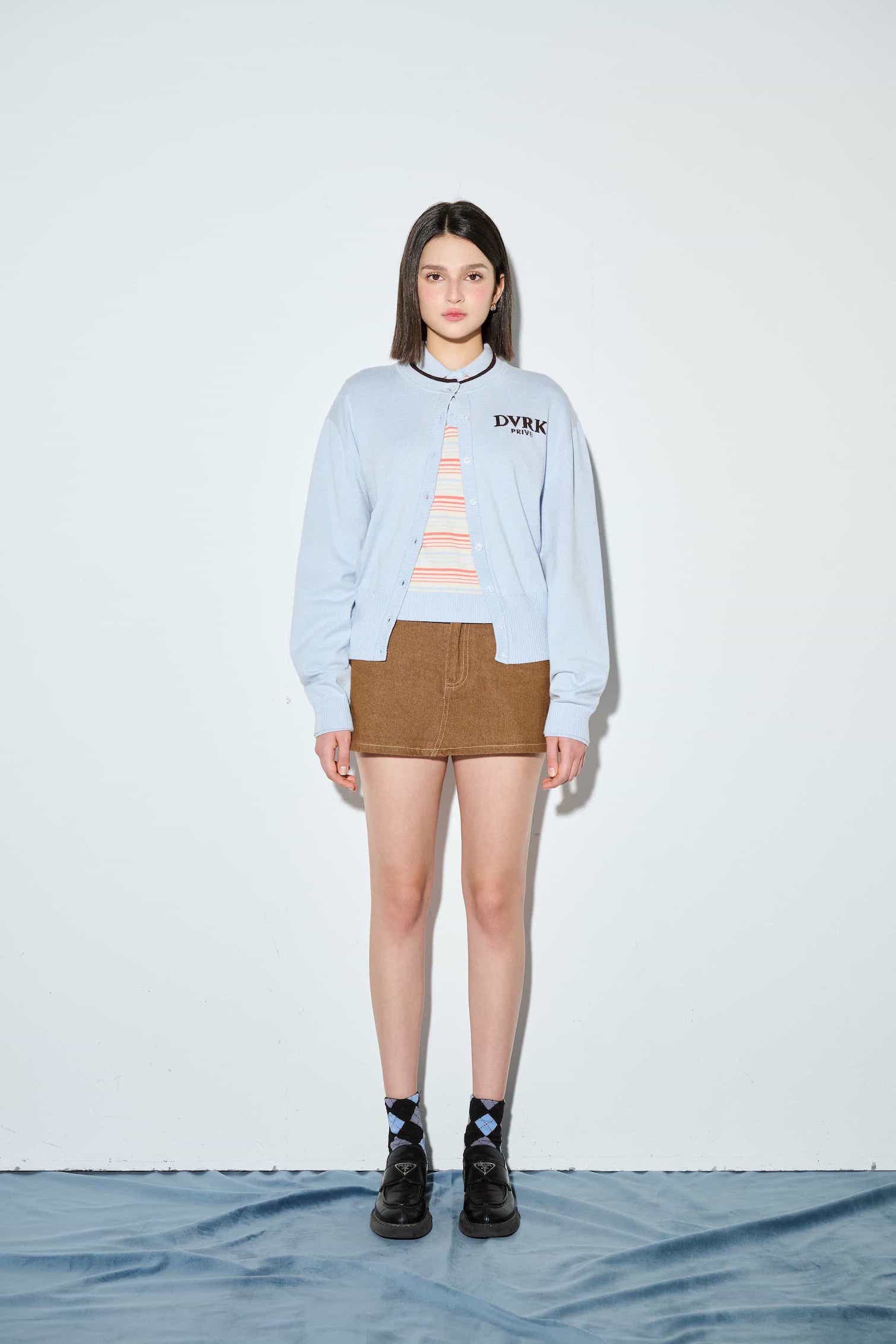 DVRK PRIVÉ LAYER KNIT CROP CARDIGAN - BLUE