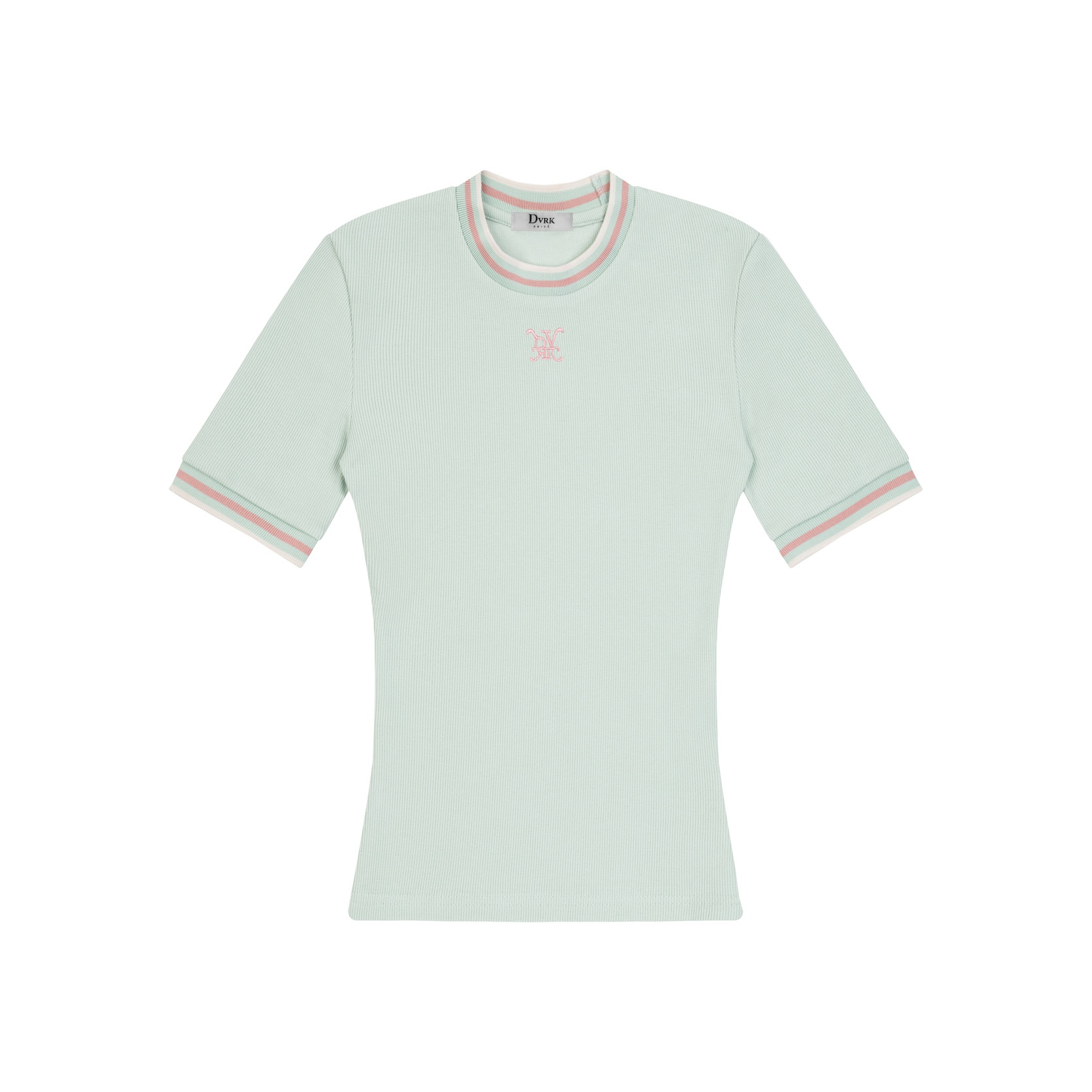 DVRK PRIVÉ LOGO STRIPE NECK TEE - LIGHT MINT