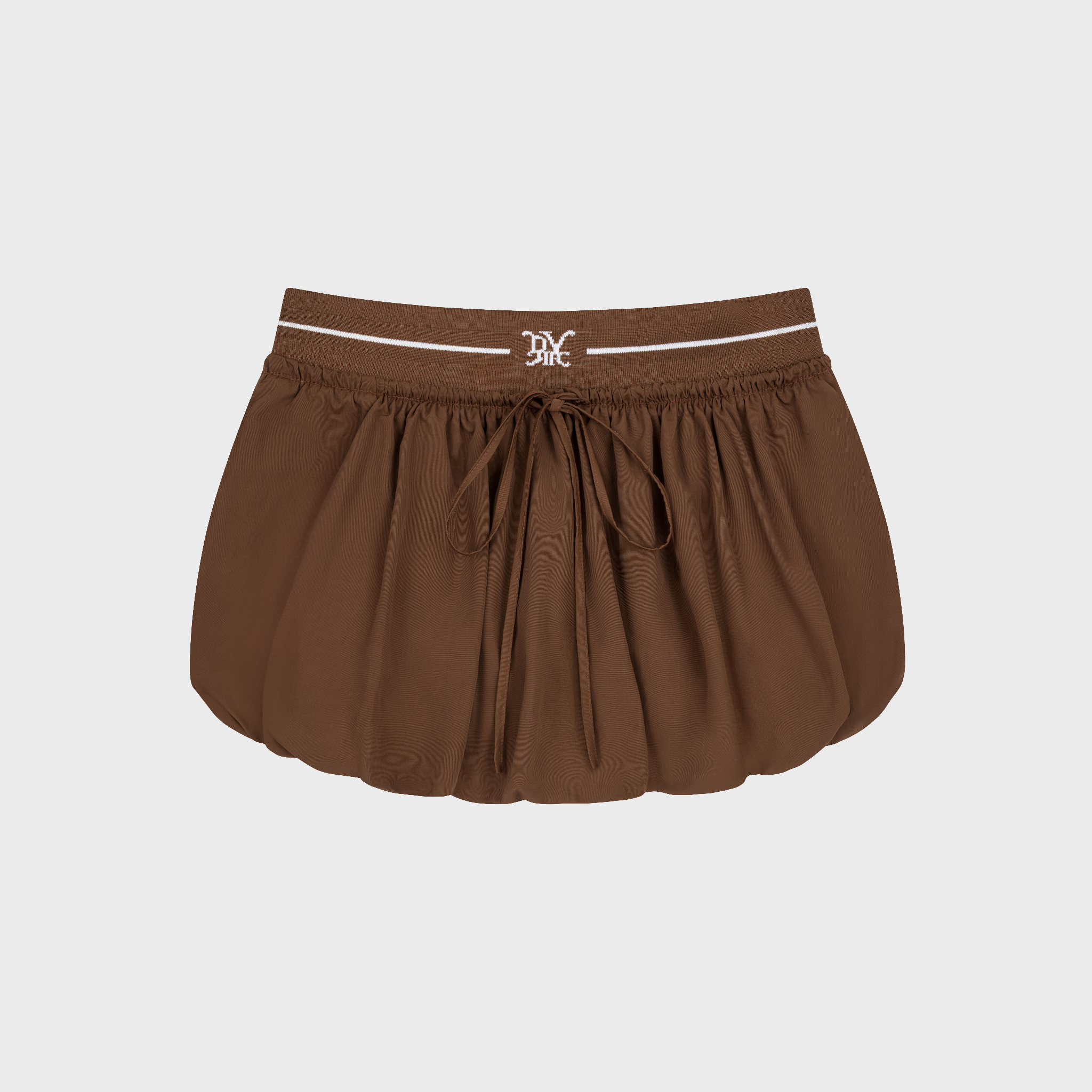 DVRK PRIVÉ PLEATED BUBBLE HEM MINI SKIRT - BROWN