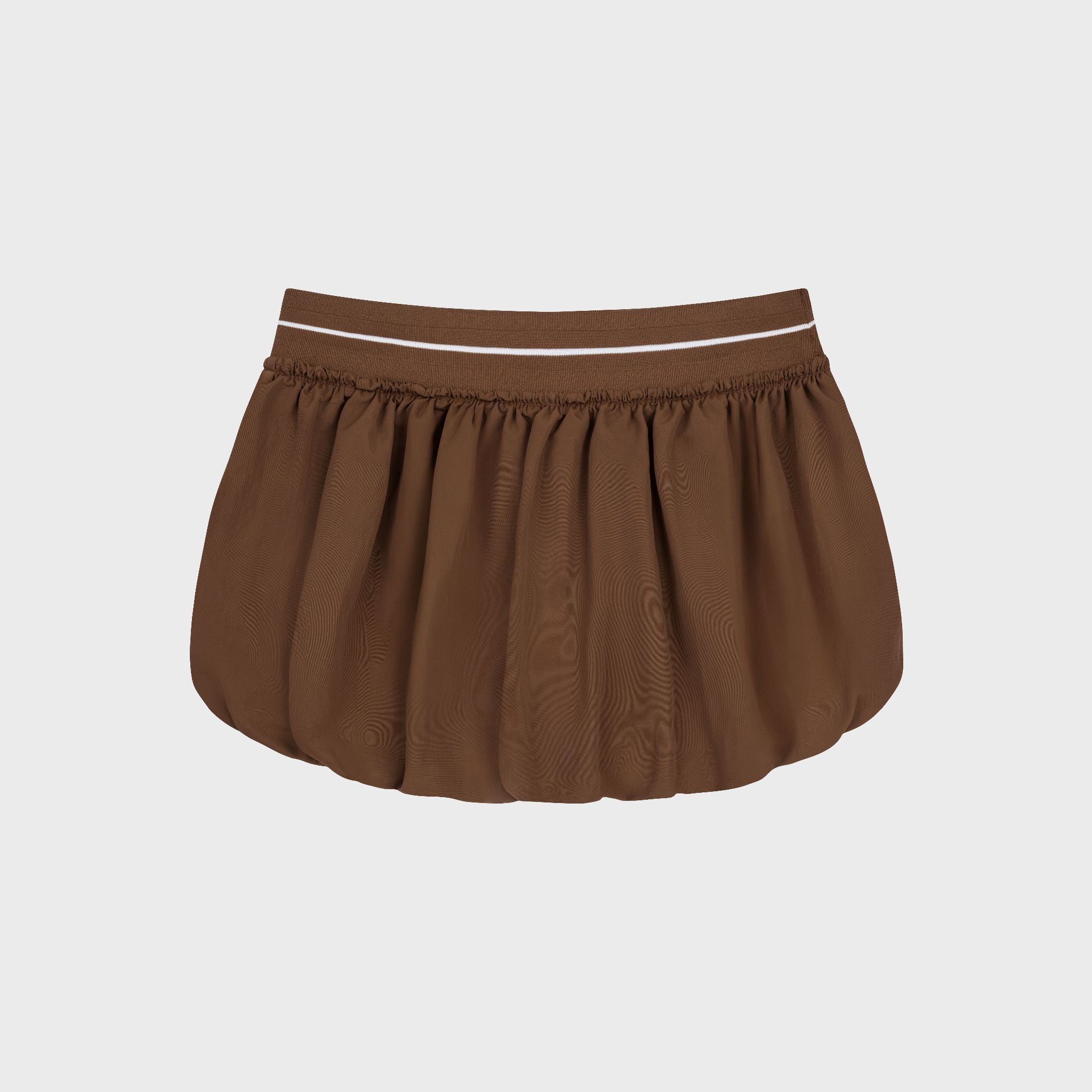 DVRK PRIVÉ PLEATED BUBBLE HEM MINI SKIRT - BROWN 2