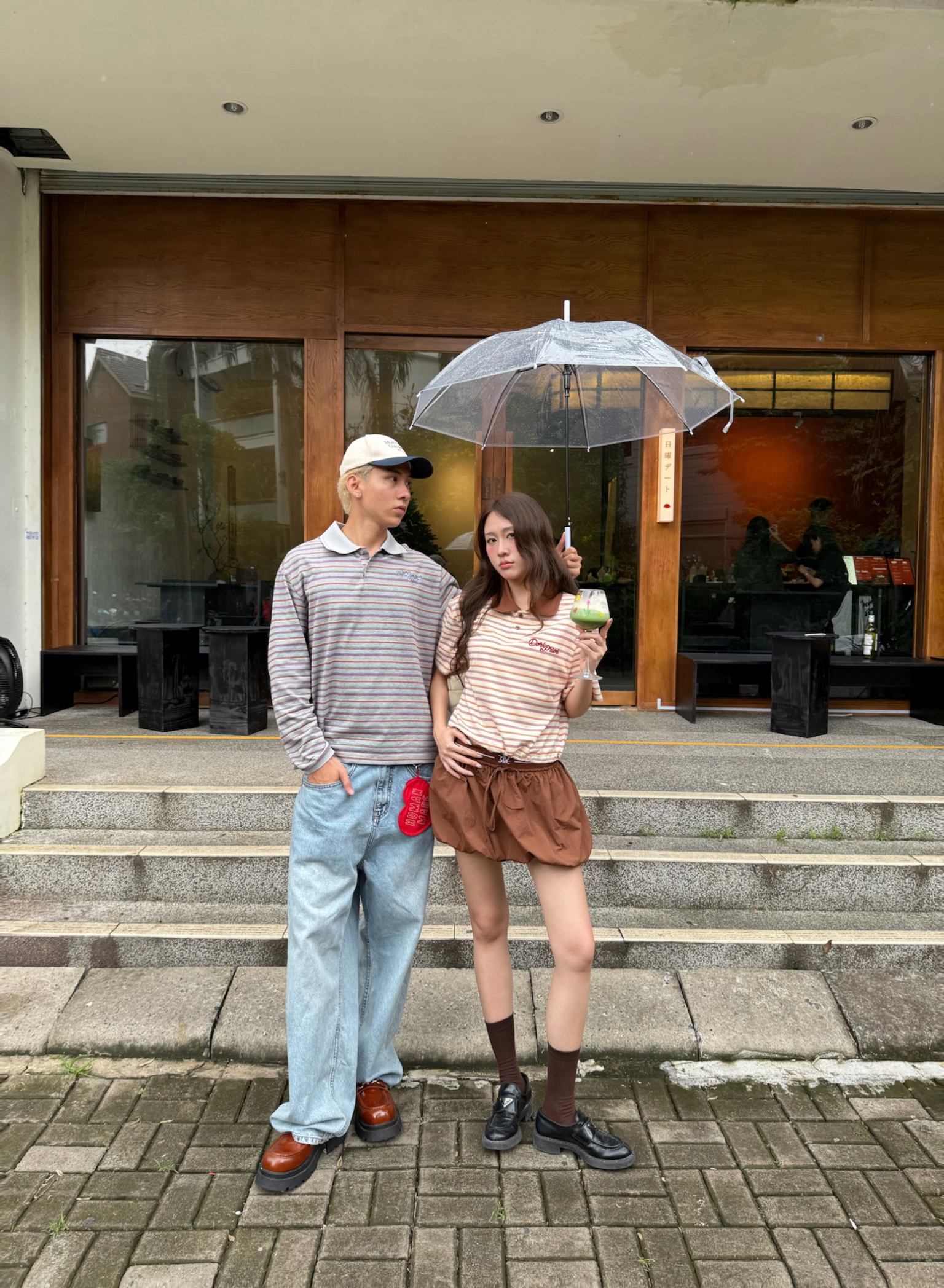 DVRK PRIVÉ PLEATED BUBBLE HEM MINI SKIRT - BROWN