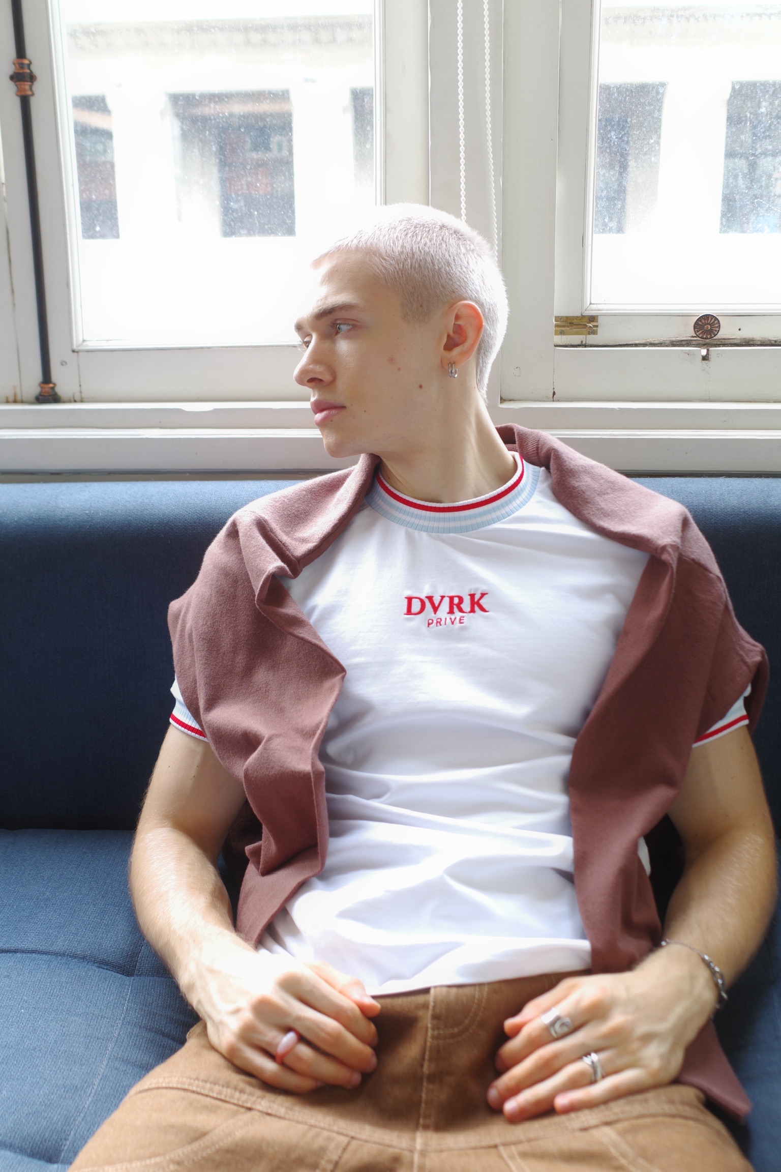 DVRK PRIVÉ STRIPE COLLAR TEE - CREAM 5