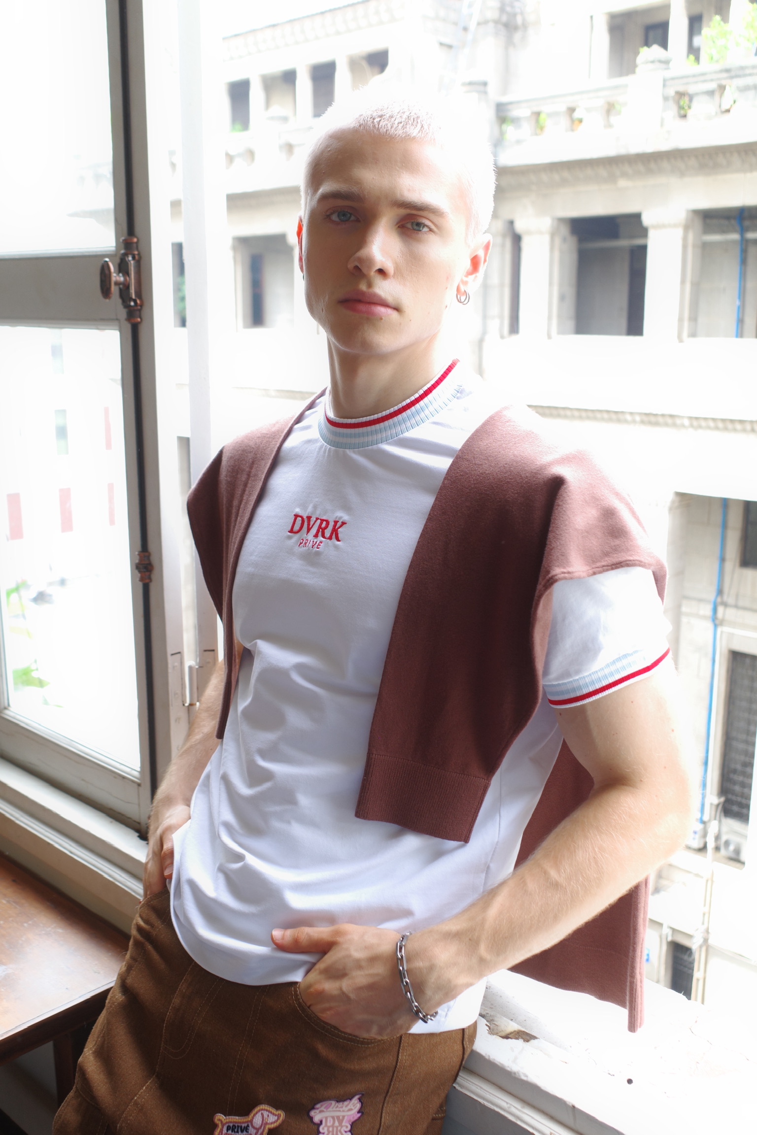 DVRK PRIVÉ STRIPE COLLAR TEE - CREAM