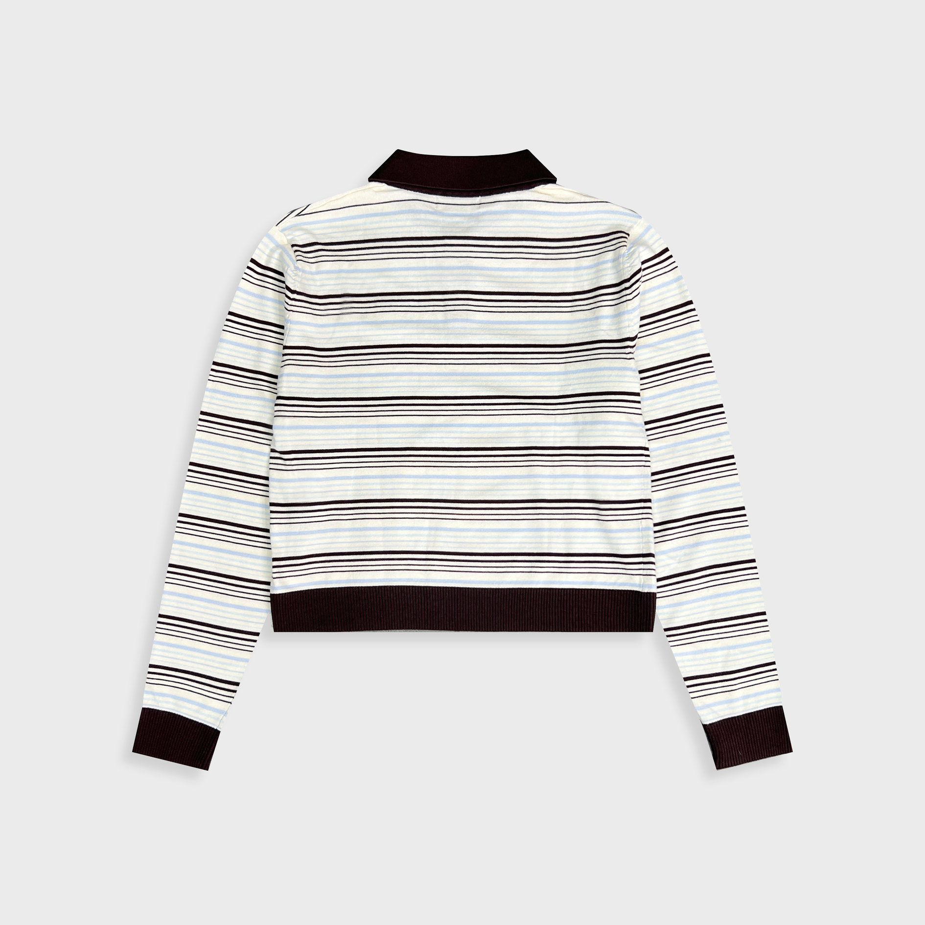 DVRK PRIVÉ STRIPE KNIT LONGSLEEVES CROP POLO - BLUE 2