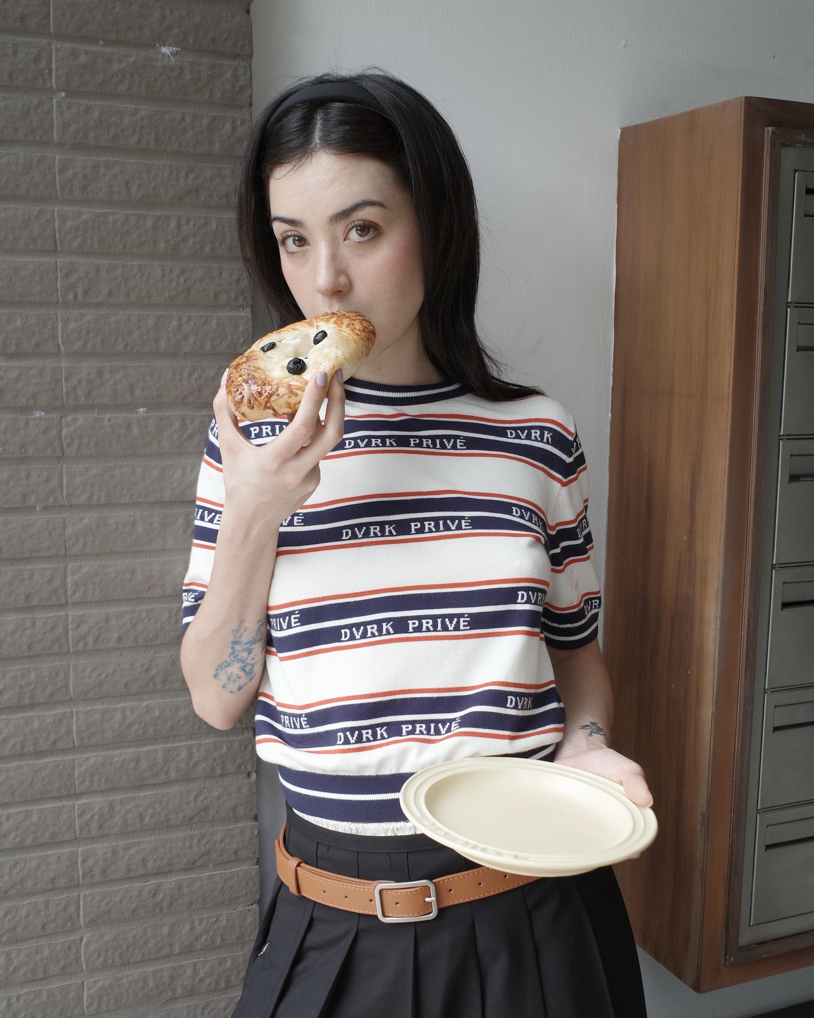 DVRK PRIVÉ STRIPE LOGO KNIT TEE (W) - NAVY/WHITE 7