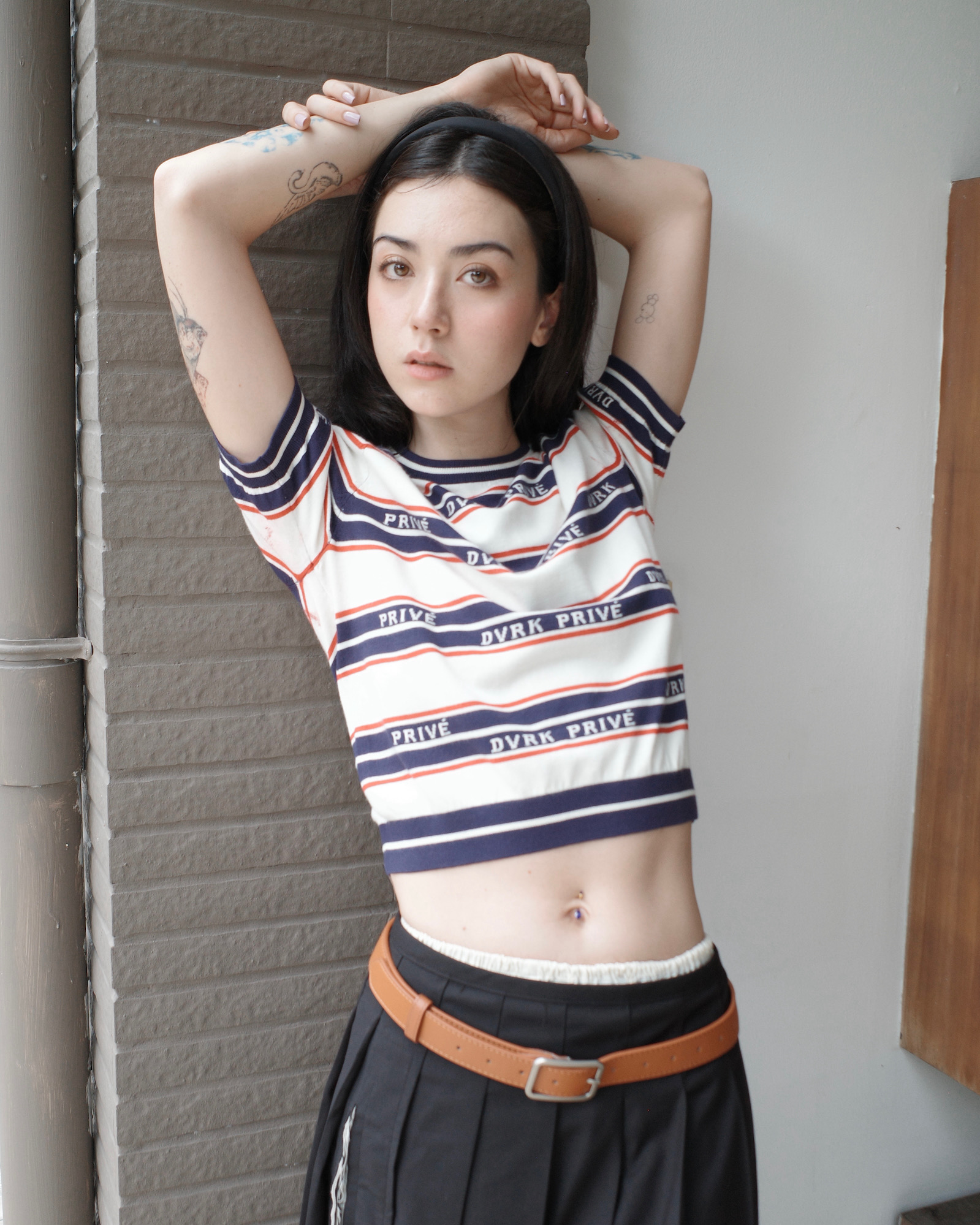 DVRK PRIVÉ STRIPE LOGO KNIT TEE (W) - NAVY/WHITE 10