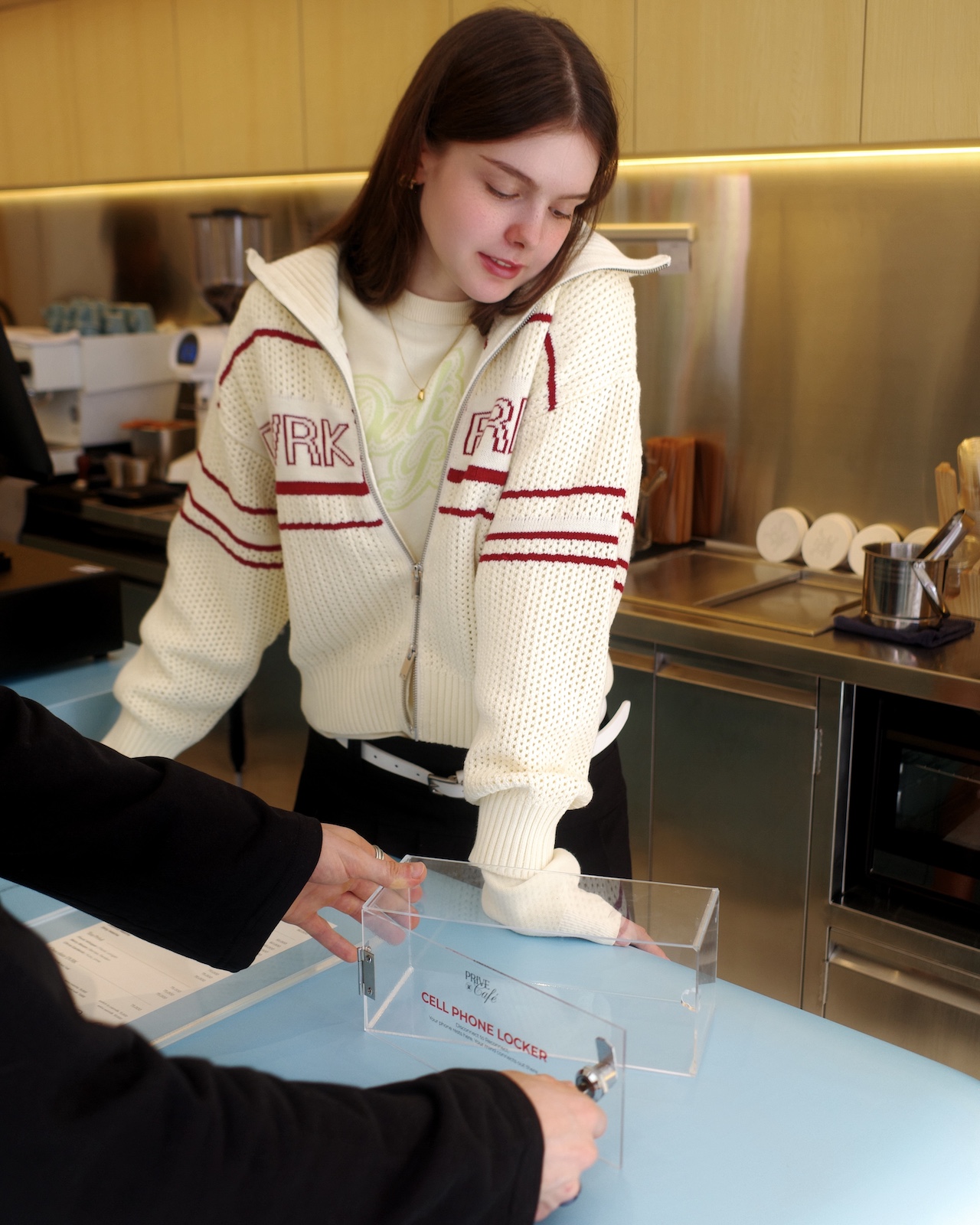 DVRK PRIVÉ STRIPE POINTELLE KNIT JACKET - CREAM