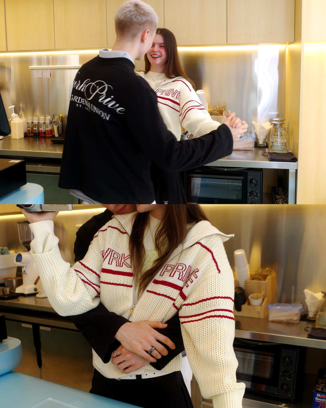 DVRK PRIVÉ STRIPE POINTELLE KNIT JACKET - CREAM 7