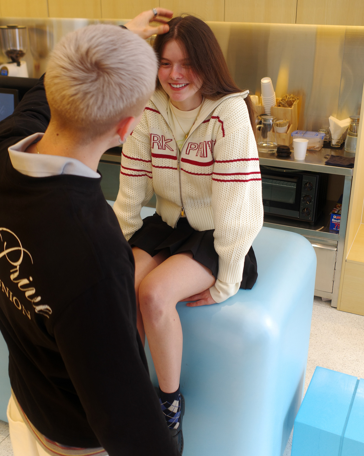 DVRK PRIVÉ STRIPE POINTELLE KNIT JACKET - CREAM 4