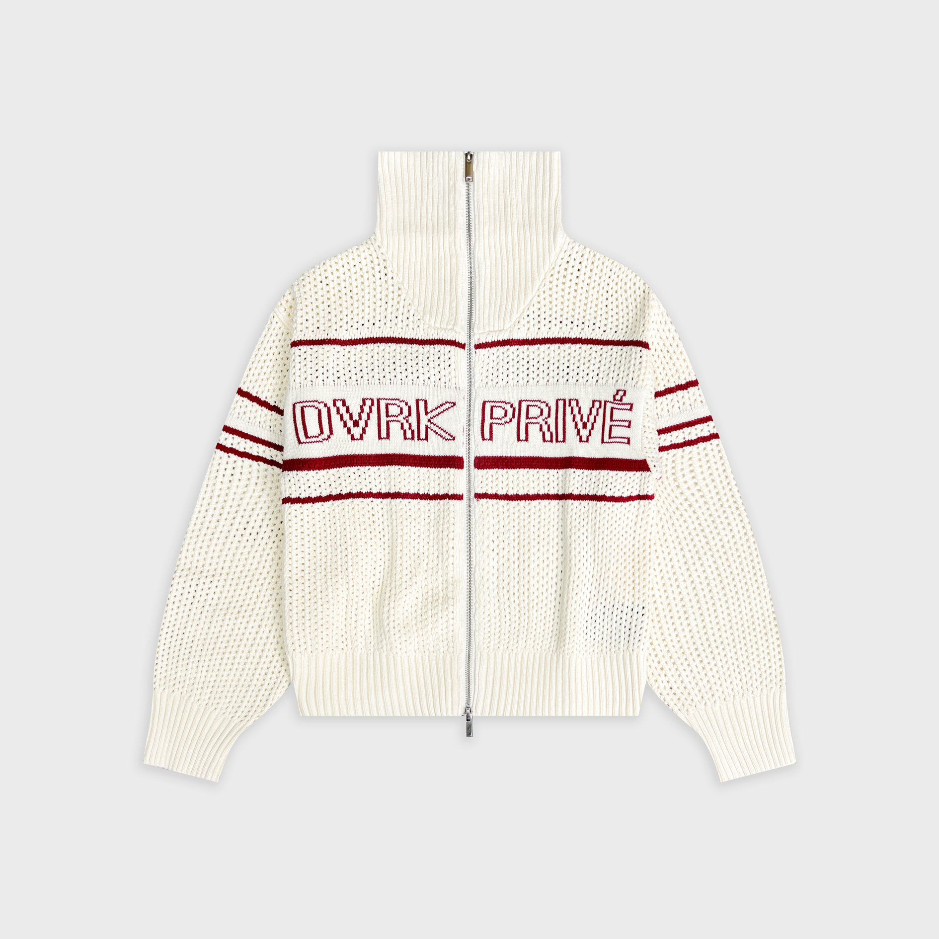 DVRK PRIVÉ STRIPE POINTELLE KNIT JACKET - CREAM
