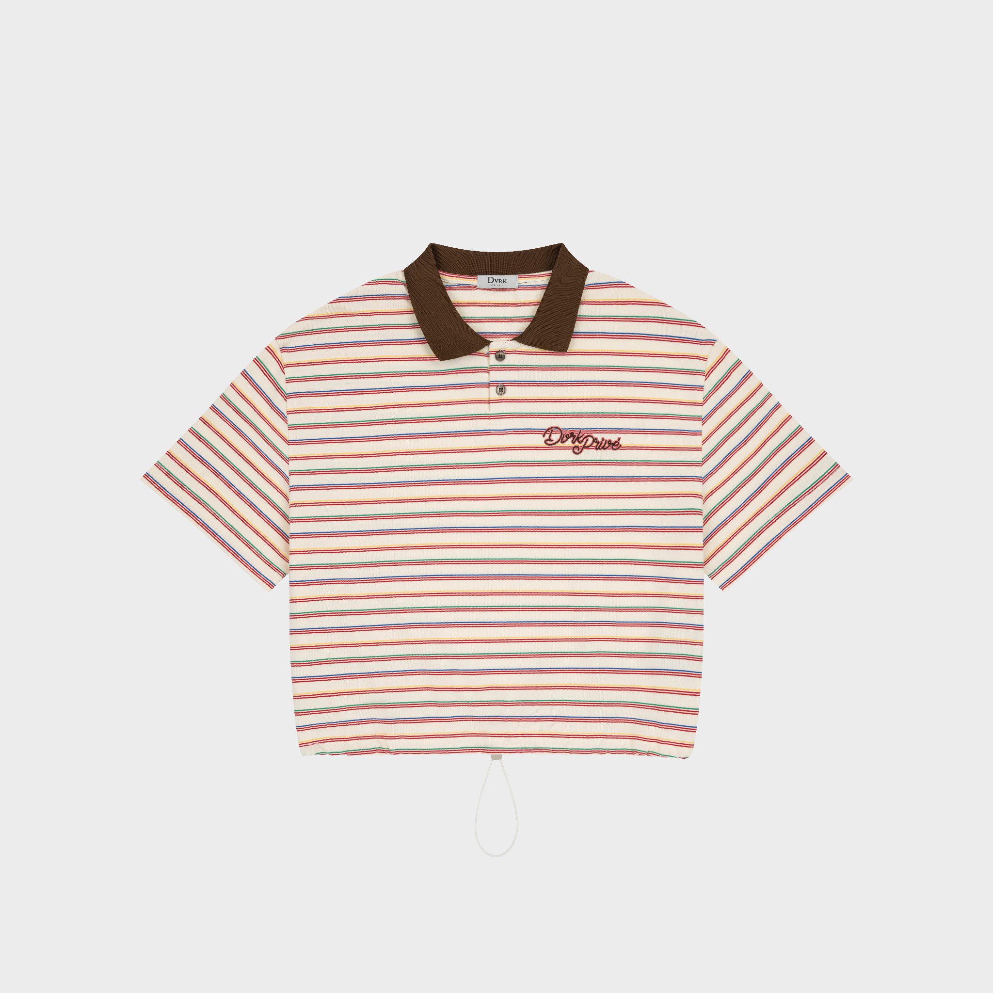 DVRK PRIVÉ THIN STRIPE CROP POLO - CREAM