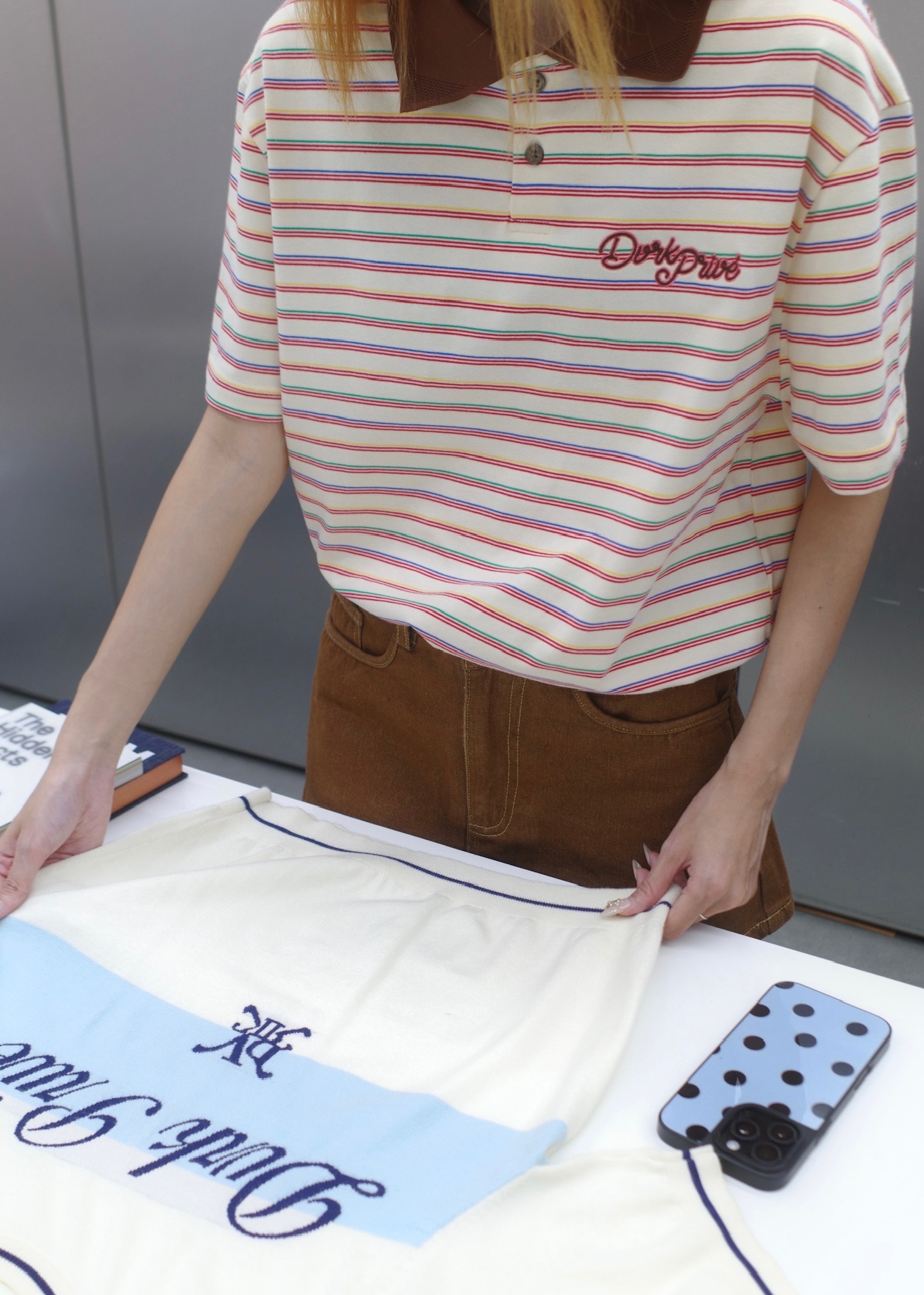 DVRK PRIVÉ THIN STRIPE CROP POLO - CREAM 6