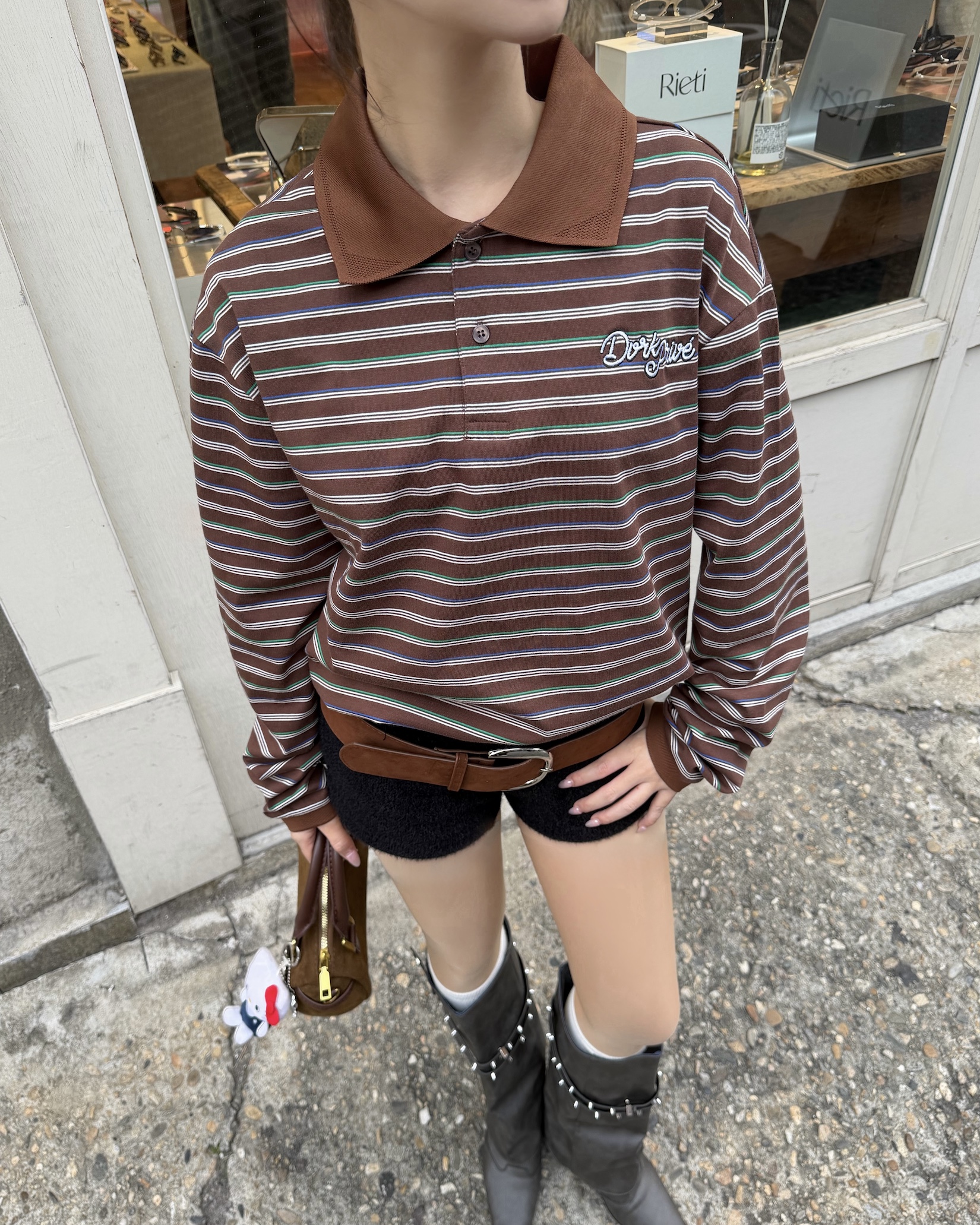 DVRK PRIVÉ THIN STRIPE LONGSLEEVES POLO - BROWN 5