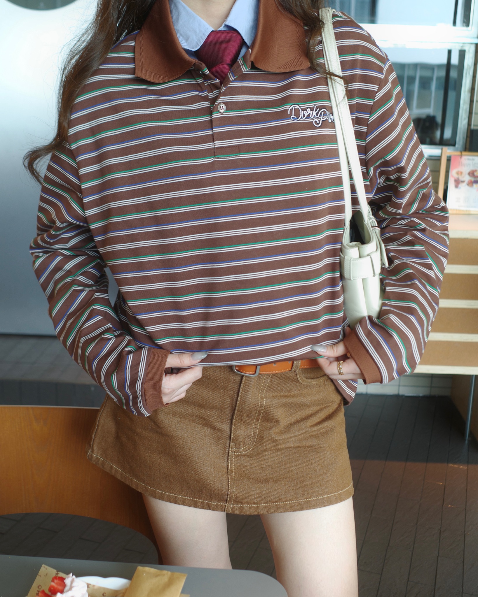 DVRK PRIVÉ THIN STRIPE LONGSLEEVES POLO - BROWN 12
