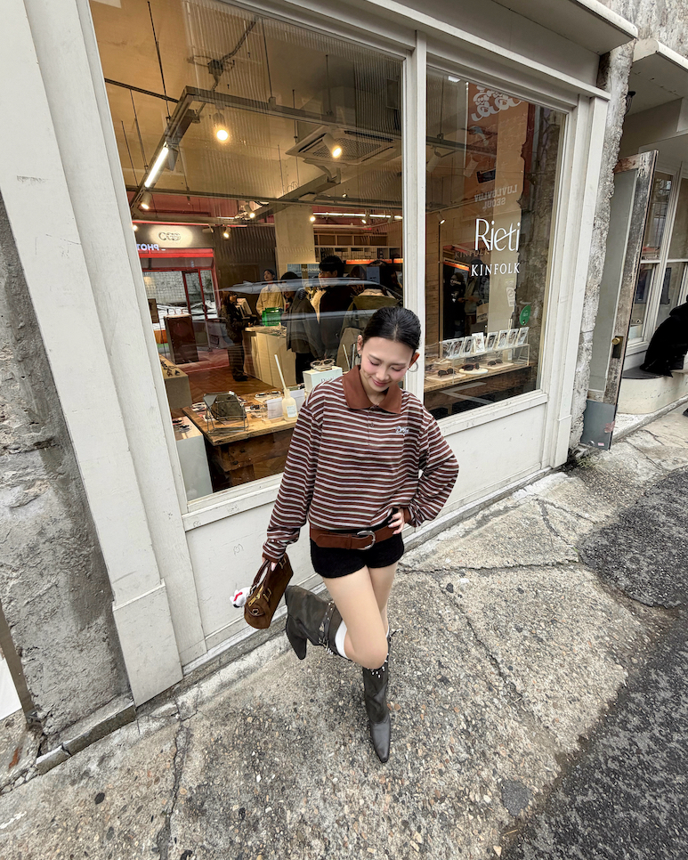 DVRK PRIVÉ THIN STRIPE LONGSLEEVES POLO - BROWN 7