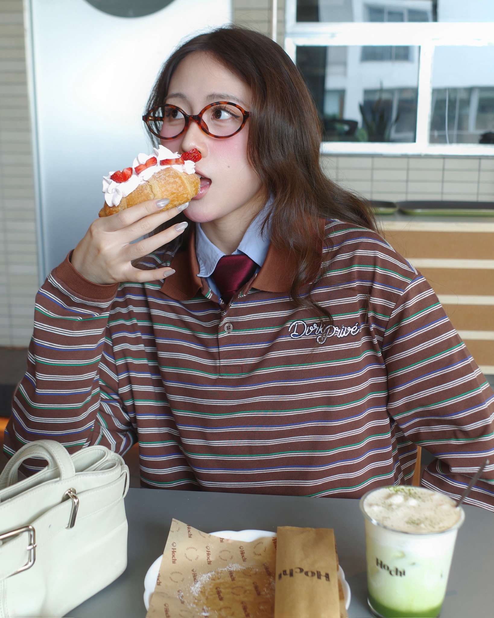 DVRK PRIVÉ THIN STRIPE LONGSLEEVES POLO - BROWN 9