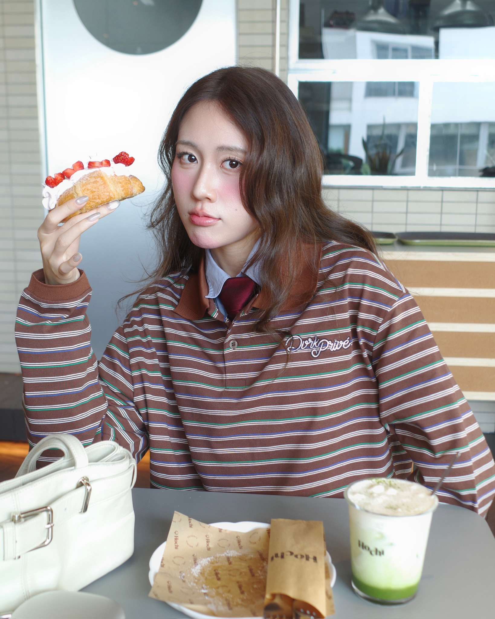 DVRK PRIVÉ THIN STRIPE LONGSLEEVES POLO - BROWN 10