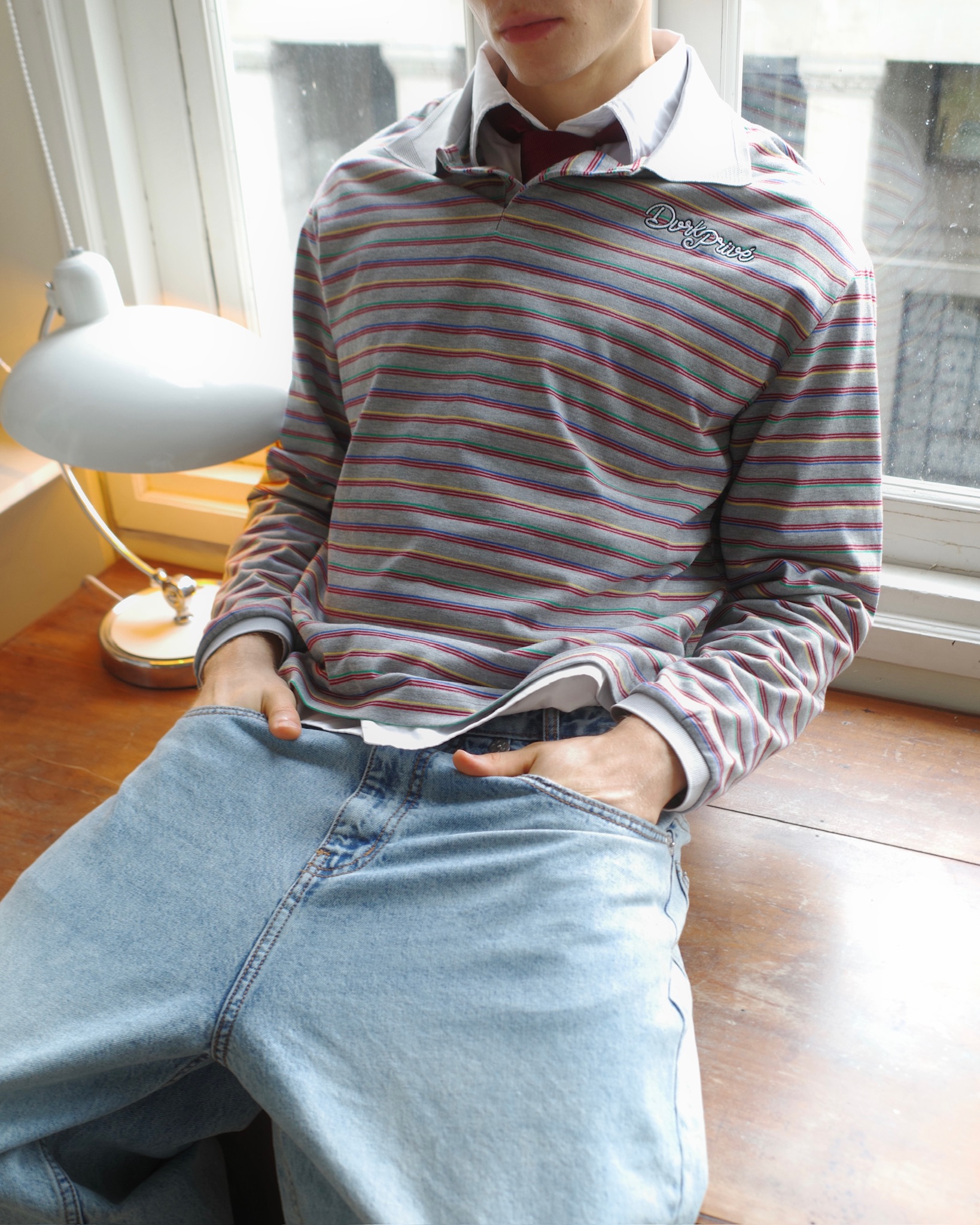 DVRK PRIVÉ THIN STRIPE LONGSLEEVES POLO - GREY 6