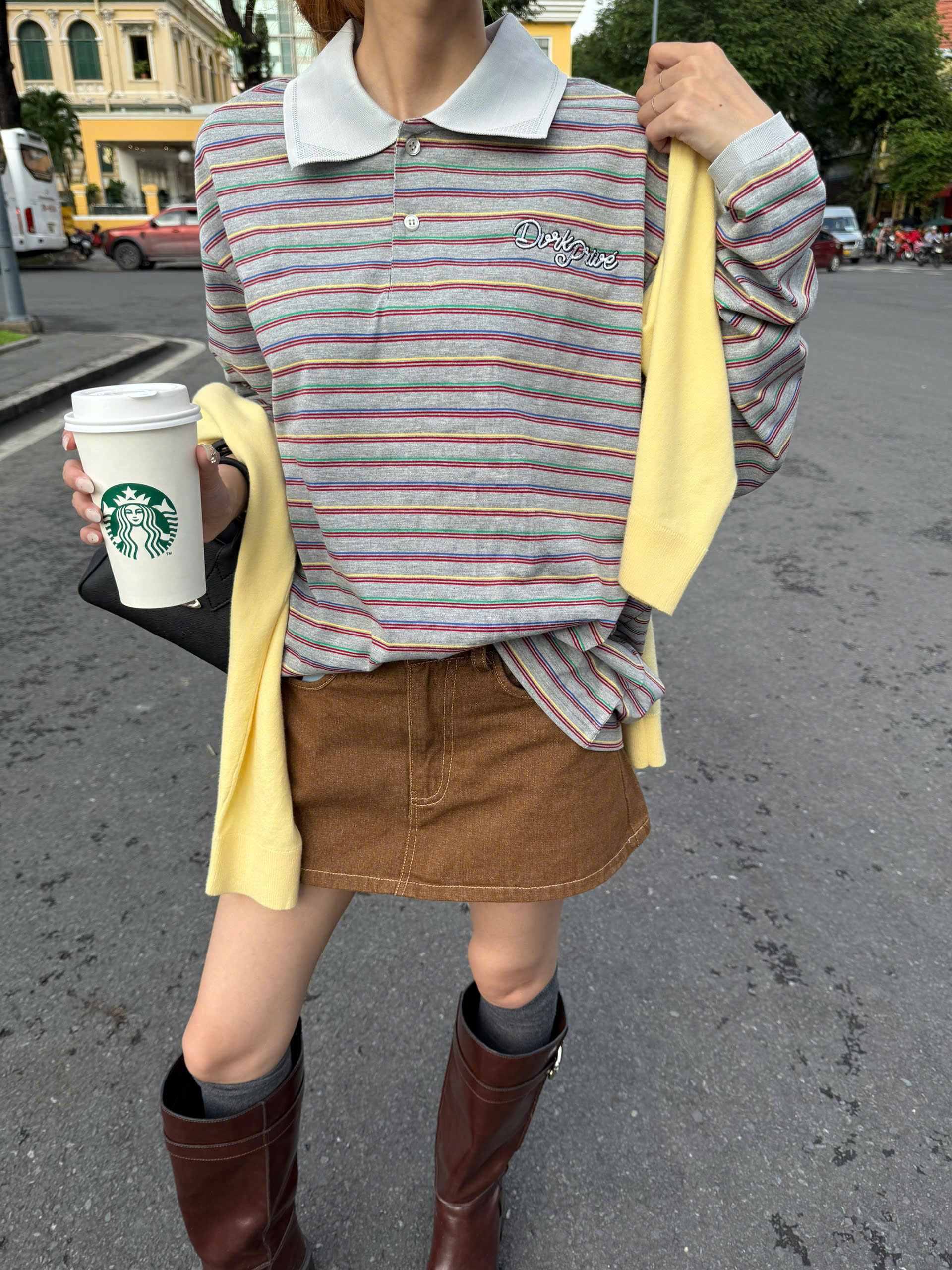 DVRK PRIVÉ THIN STRIPE LONGSLEEVES POLO - GREY 10