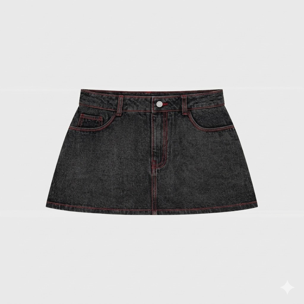 PRIVATE SCHOOL DENIM MINISKIRT - BLACK - M 1