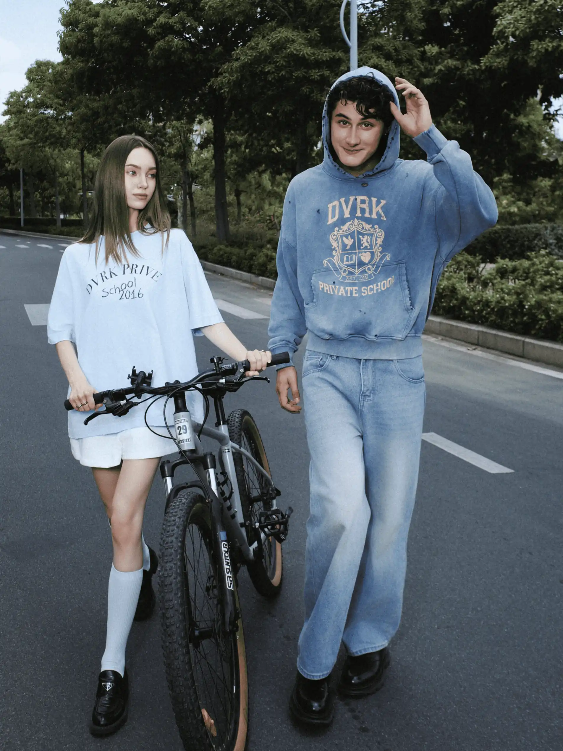 PRIVATE SCHOOL WASH TEE - BABY BLUE