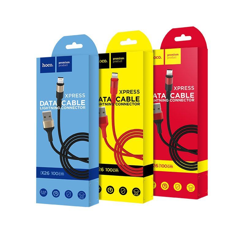 Cáp Sạc nhanh 2.0A Hoco X26 lightning - 1M