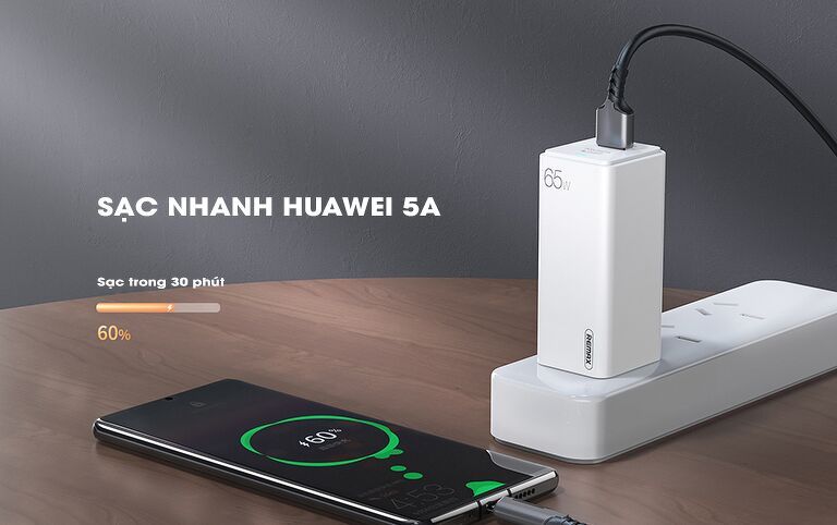 Củ sạc nhanh 2 cổng 65w Remax RP-U50.