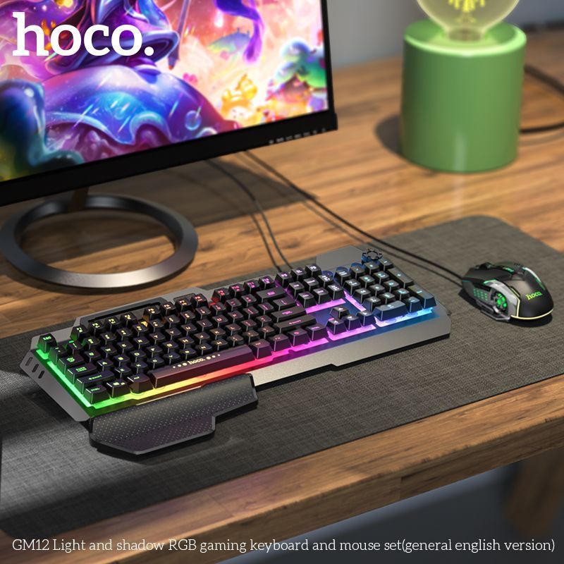 Bộ Bàn Phím Chuột Gaming Hoco GM12 có led RGB (Bản tiếng Anh)