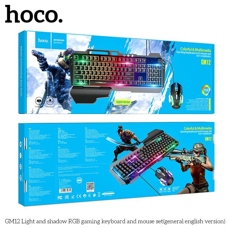 Bộ Bàn Phím Chuột Gaming Hoco GM12 có led RGB (Bản tiếng Anh)