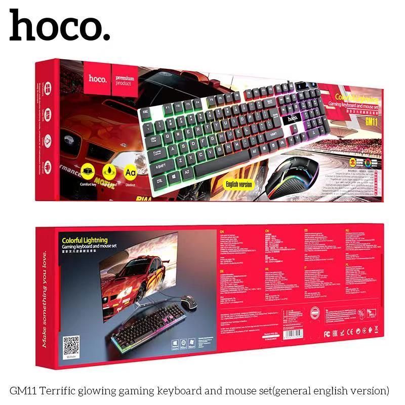 Combo bàn phím chuột gaming Hoco GM11 Led RGB