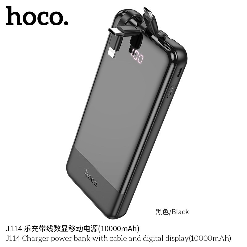 Pin Sạc Dự Phòng J114 Có Cáp - Màn hình kỹ thuật số (10.000mAh)